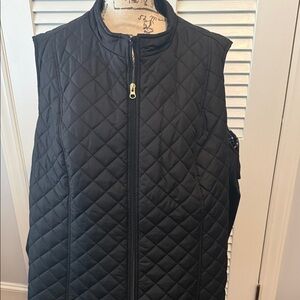 Kim Rogers Black Quilted Zip-Front Vest